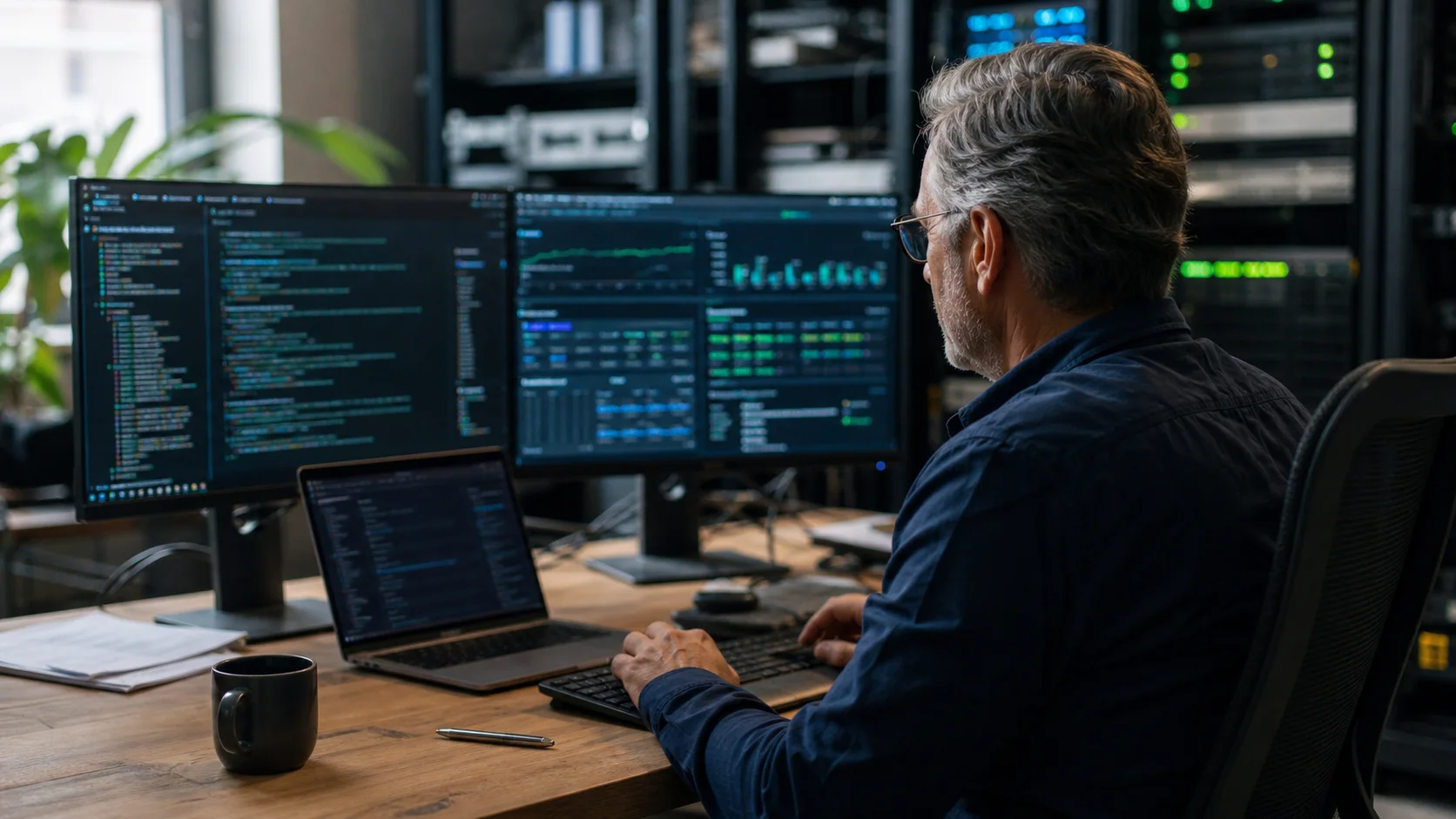 Platform engineer reviewing Kubernetes workloads, delivery, and cluster operations
